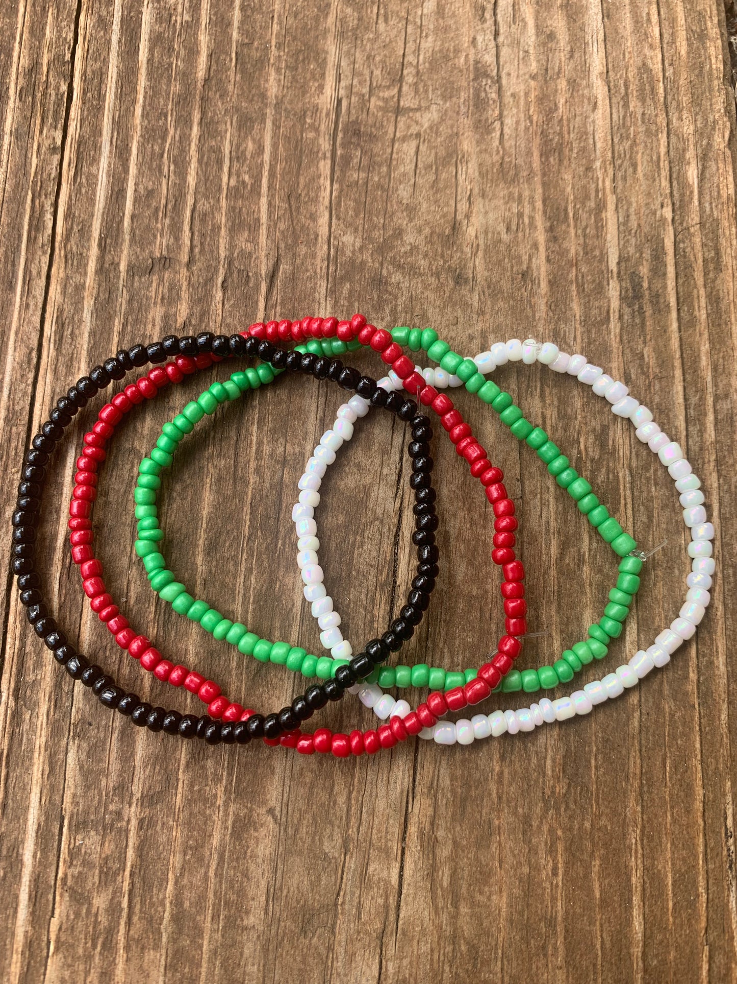 Palestinian Flag Seed Bead Bracelet Set