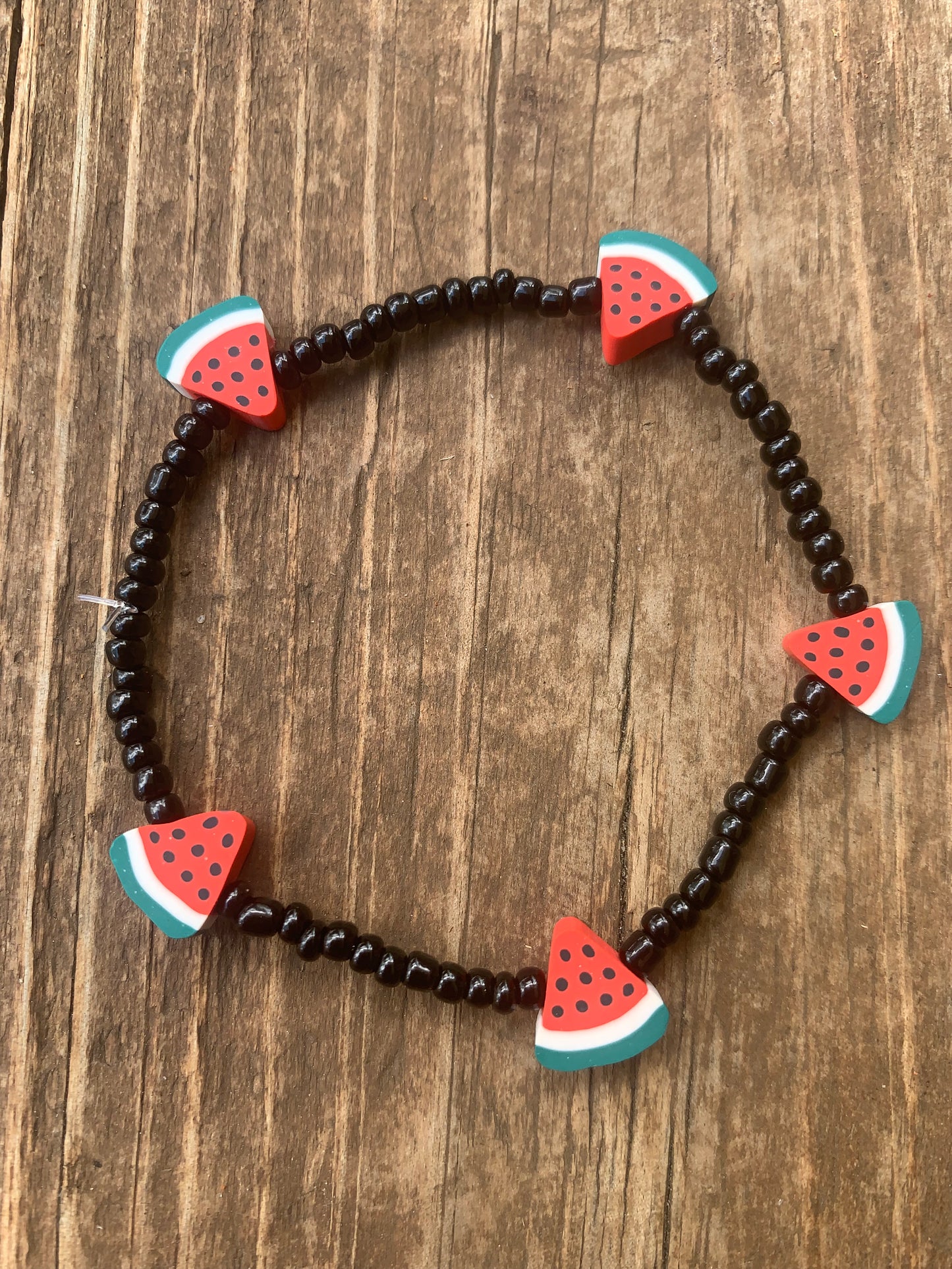 Seed Bead Bracelet with Watermelon Spacer Beads