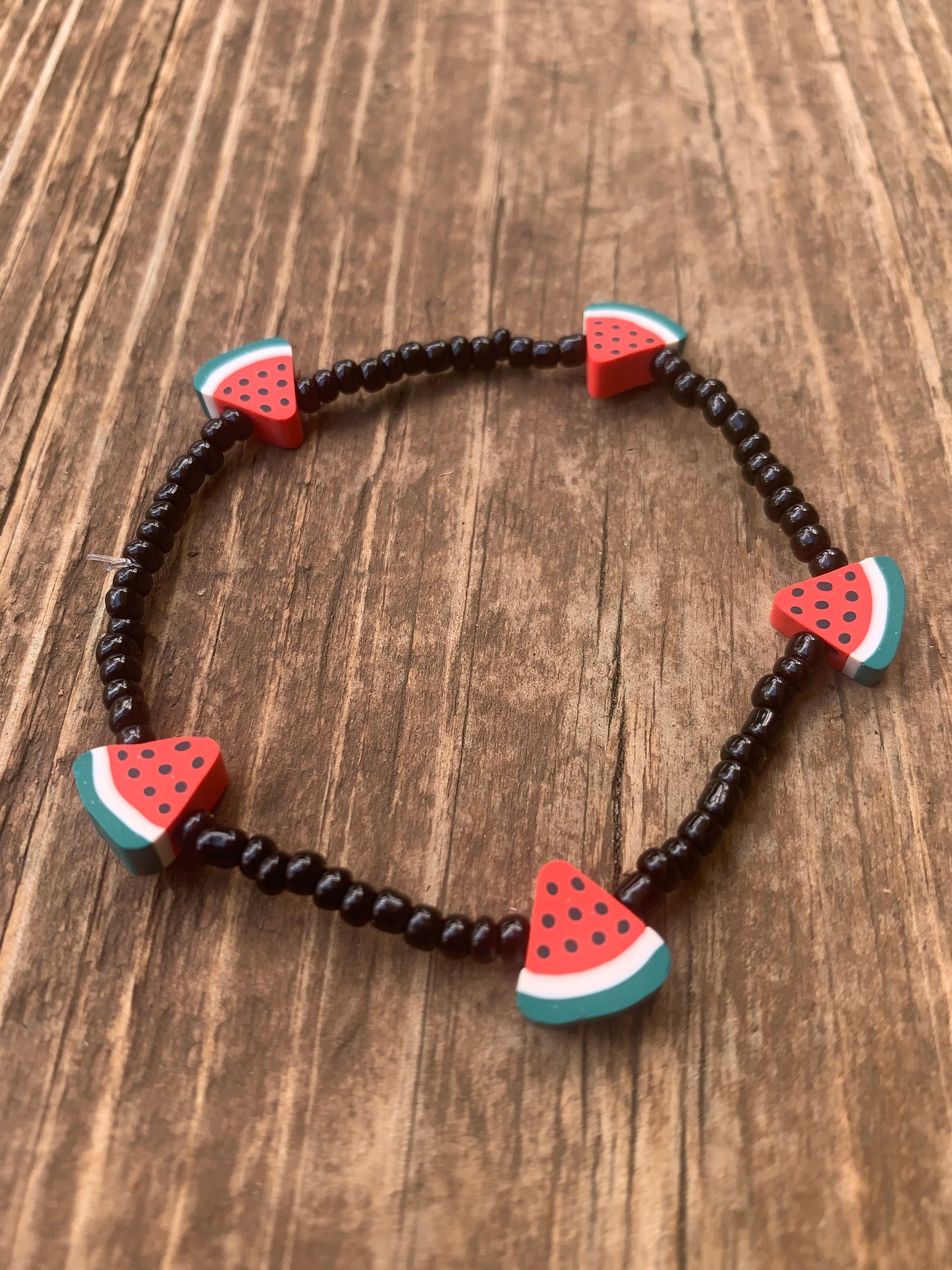 Seed Bead Bracelet with Watermelon Spacer Beads