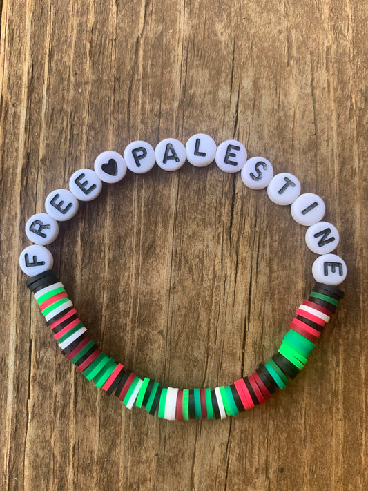 FREE PALESTINE Heishi Bead Bracelet