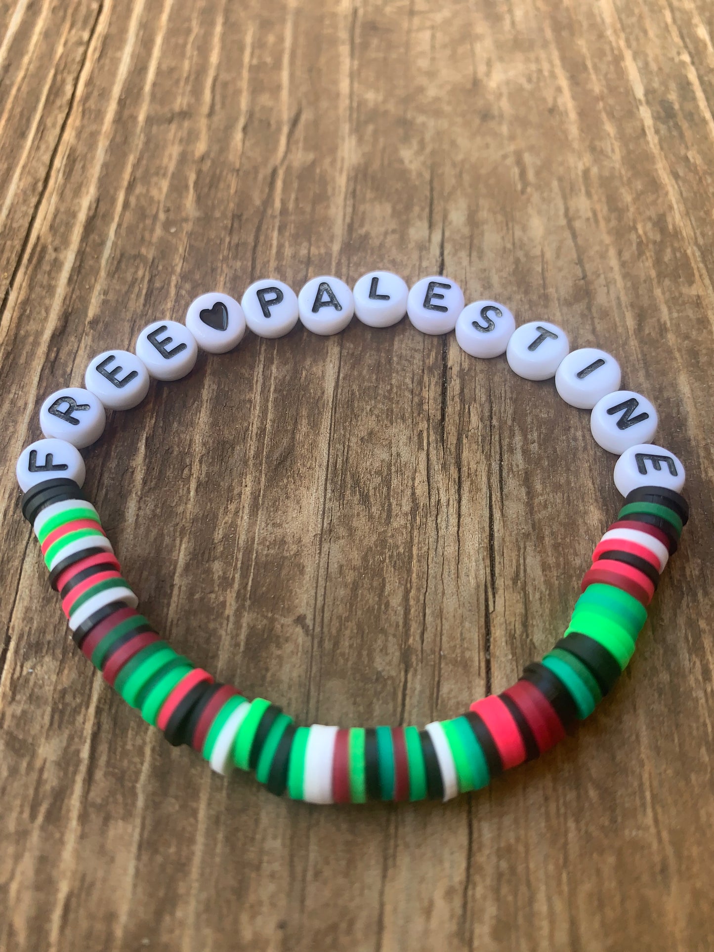 FREE PALESTINE Heishi Bead Bracelet