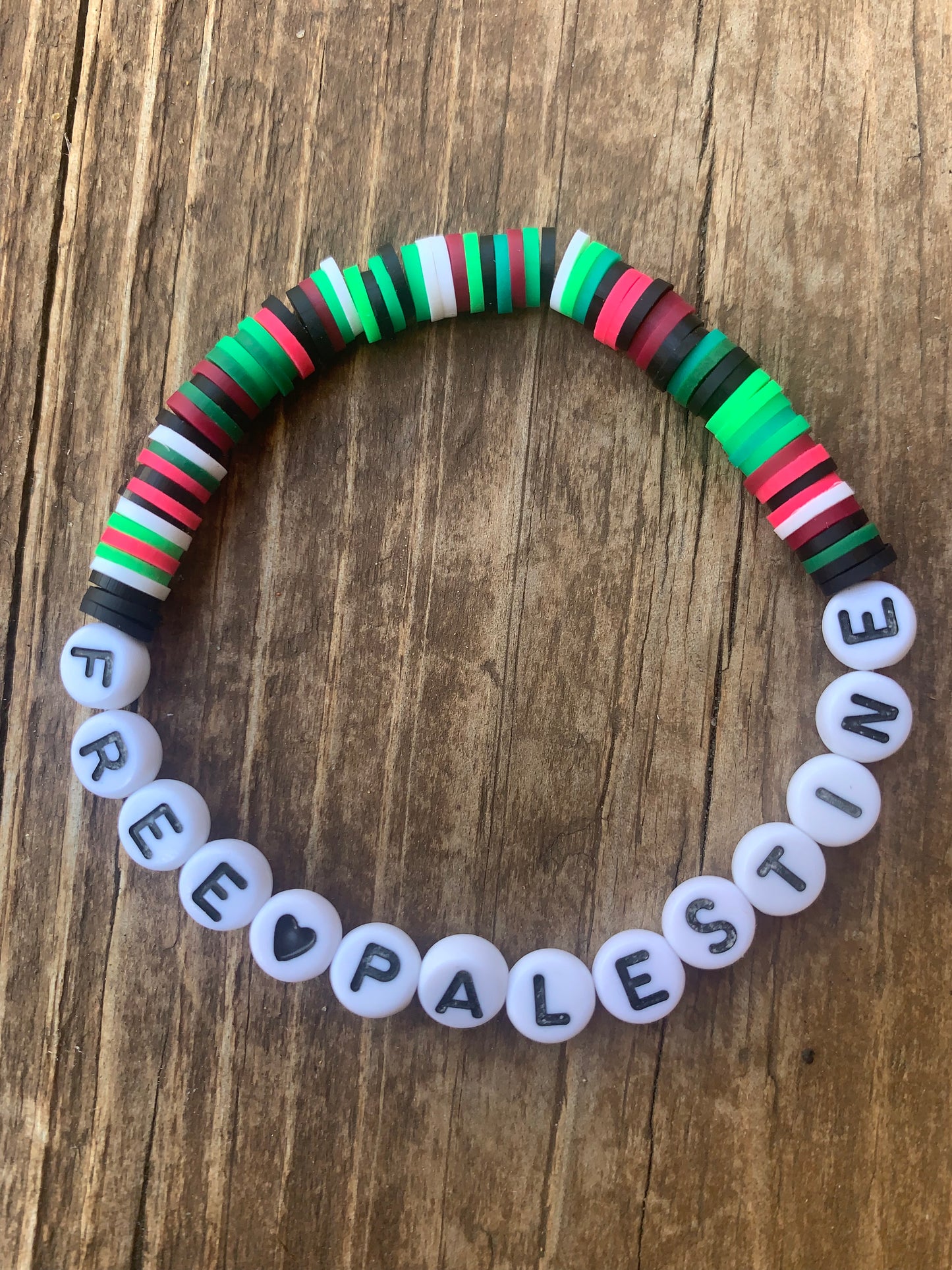 FREE PALESTINE Heishi Bead Bracelet