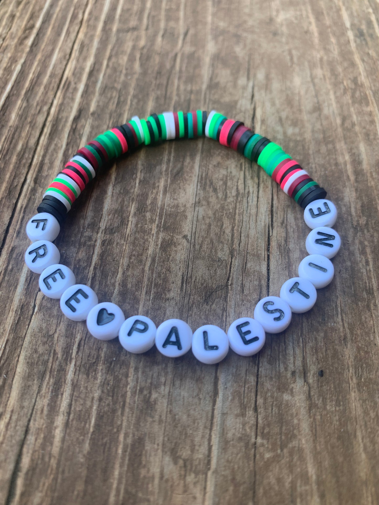 FREE PALESTINE Heishi Bead Bracelet