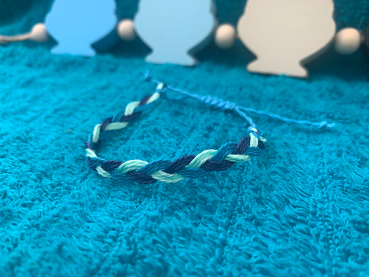 Blue Braided Wax Cord Bracelet