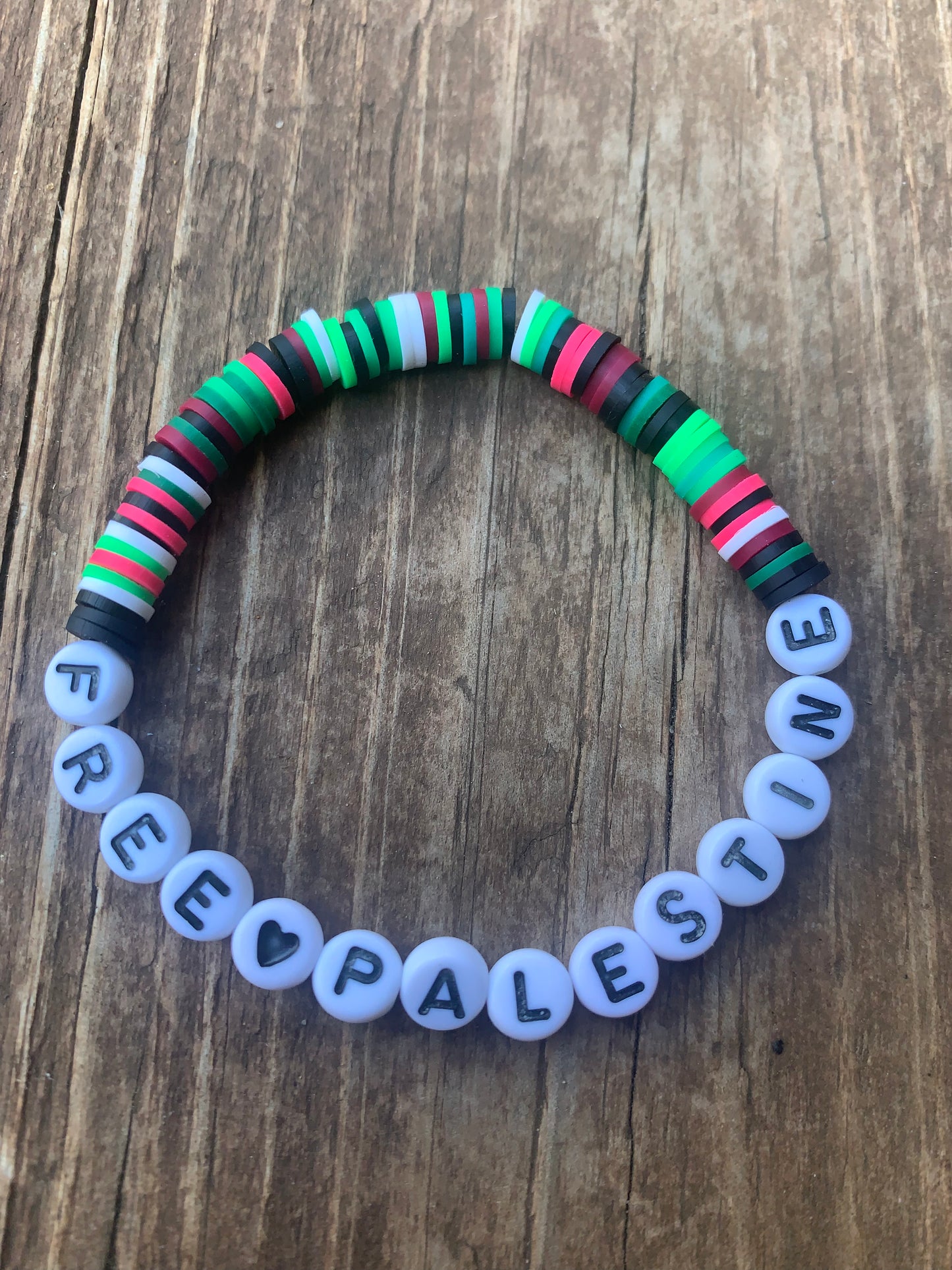 FREE PALESTINE Heishi Bead Bracelet