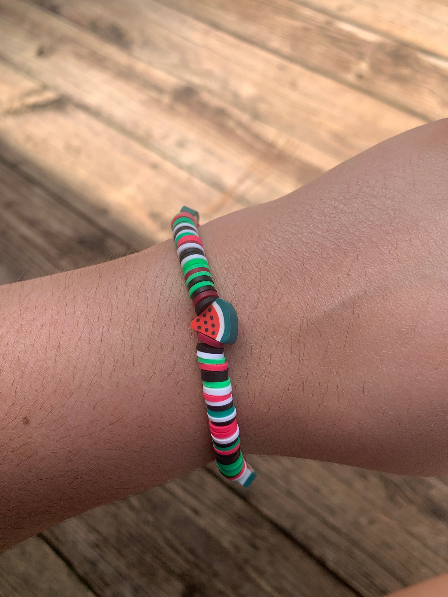 Heishi Bead Bracelet with Watermelon Spacer Beads