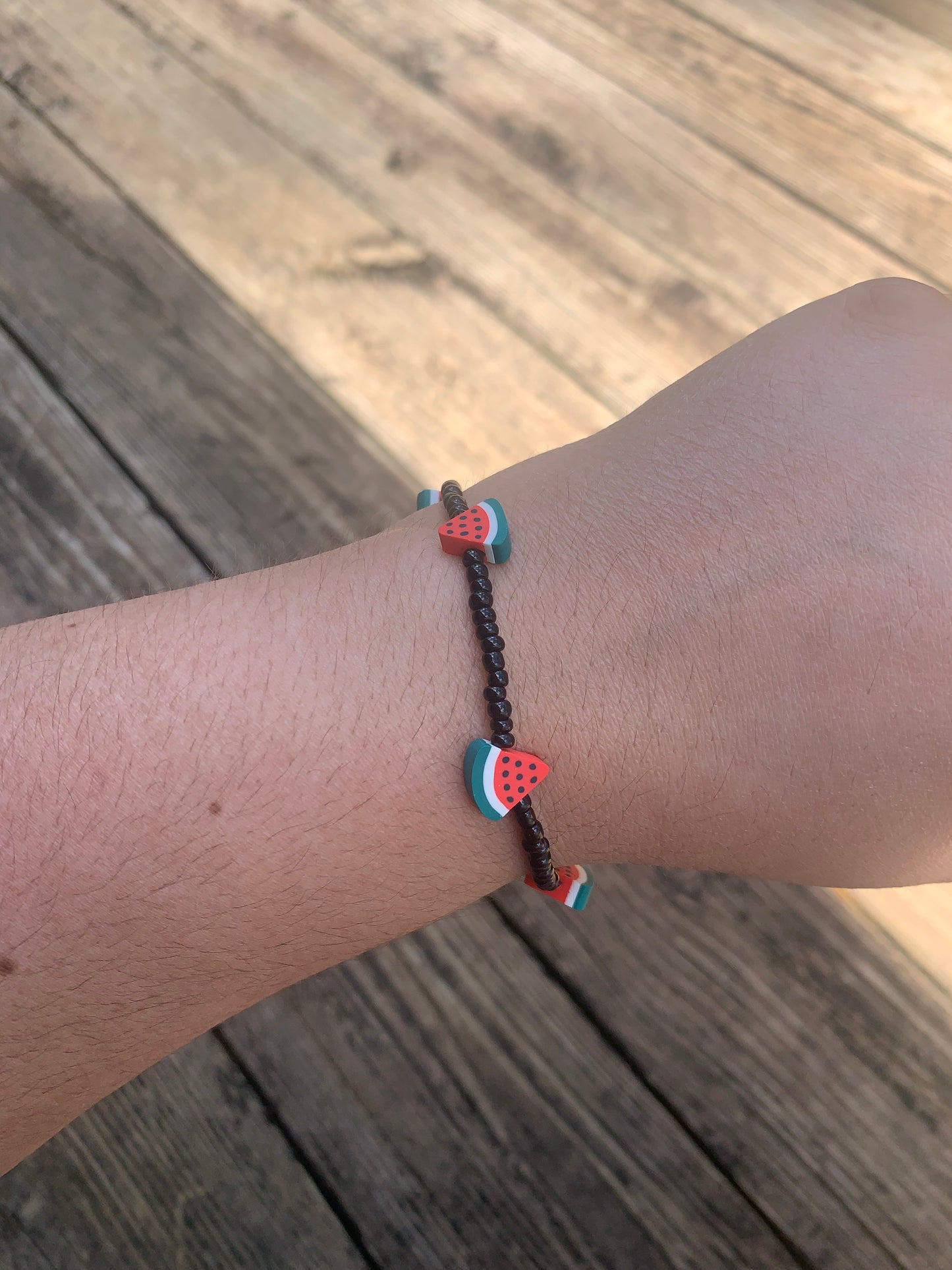 Seed Bead Bracelet with Watermelon Spacer Beads