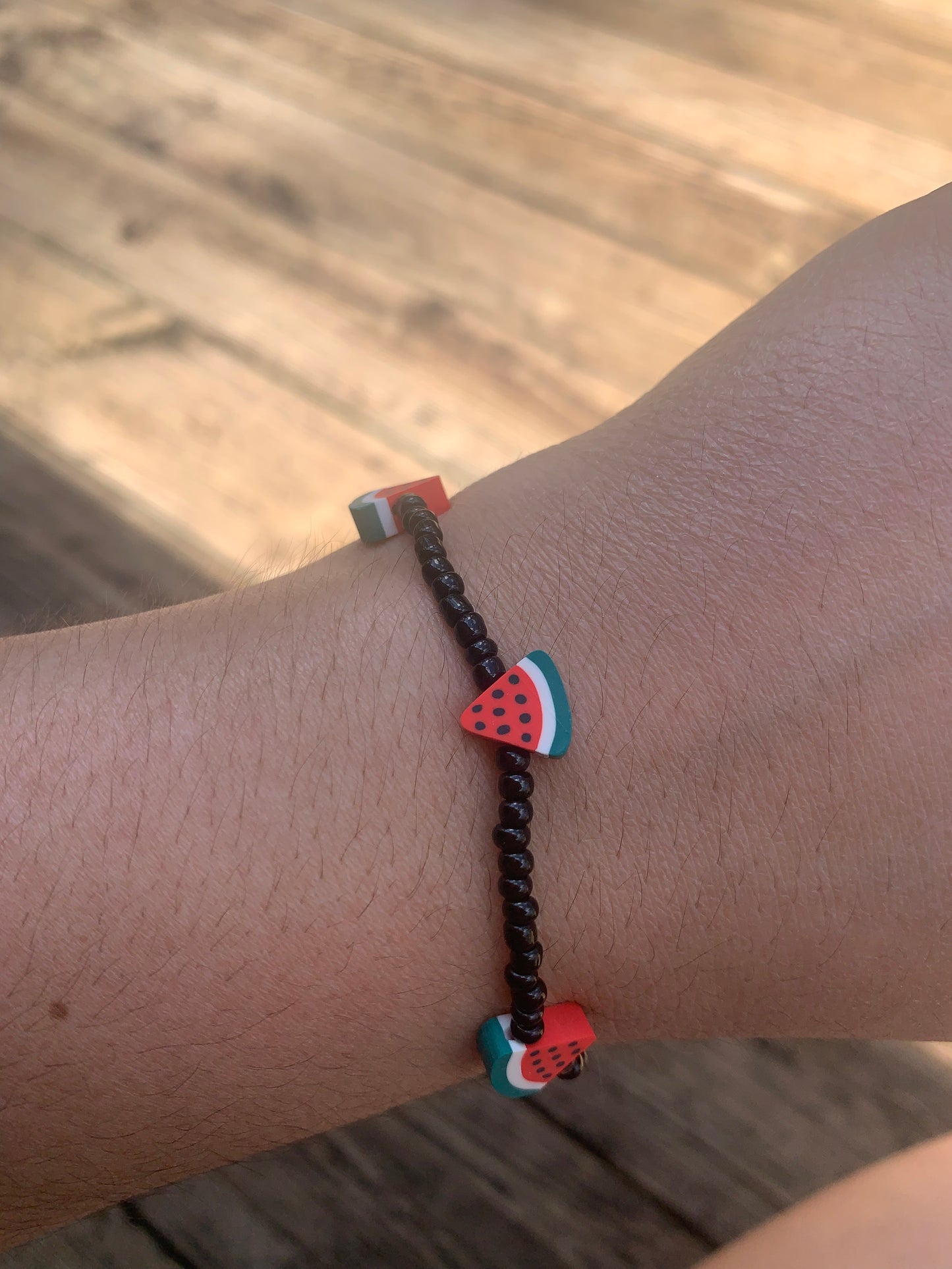 Seed Bead Bracelet with Watermelon Spacer Beads