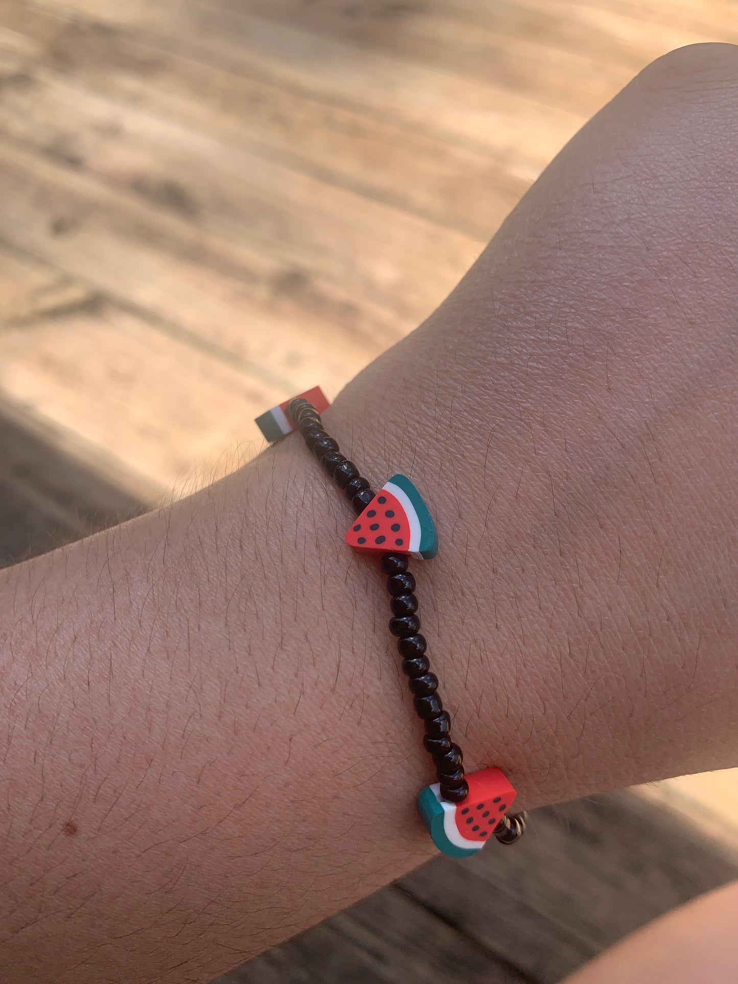 Seed Bead Bracelet with Watermelon Spacer Beads