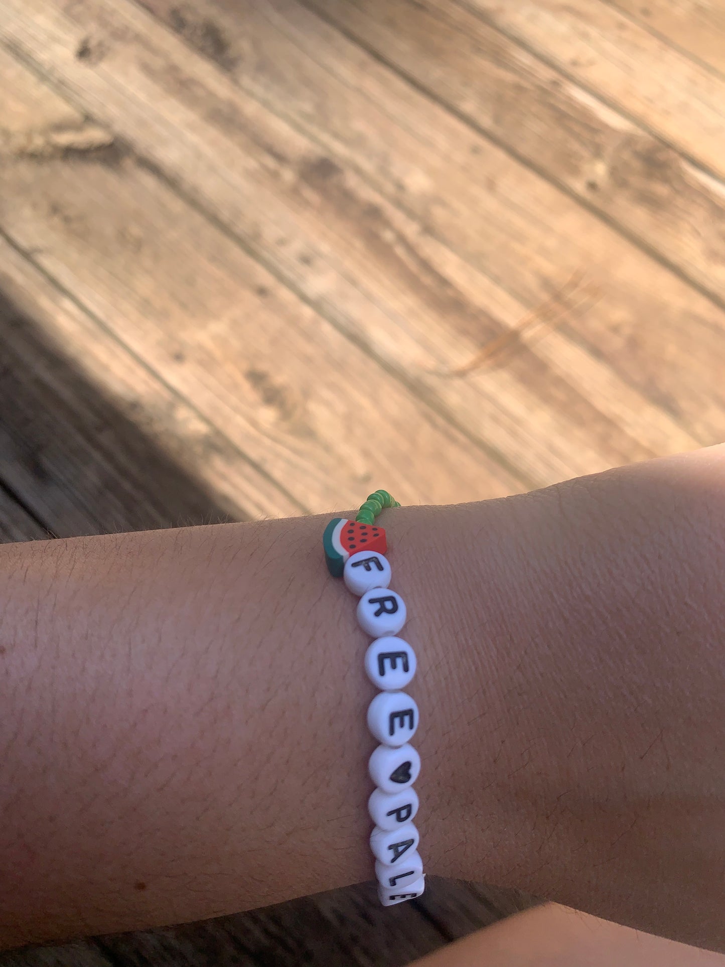 FREE PALESTINE Seed Bead Bracelet