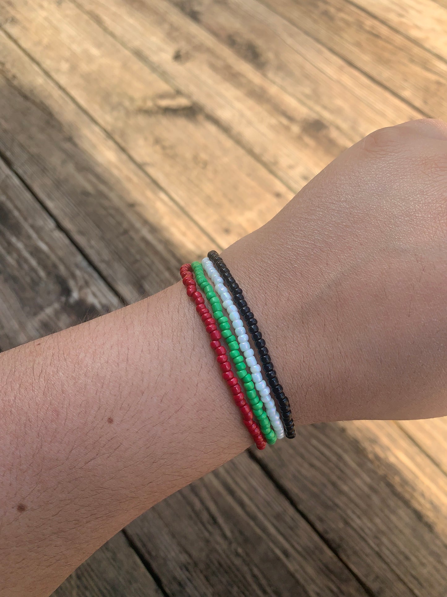 Palestinian Flag Seed Bead Bracelet Set