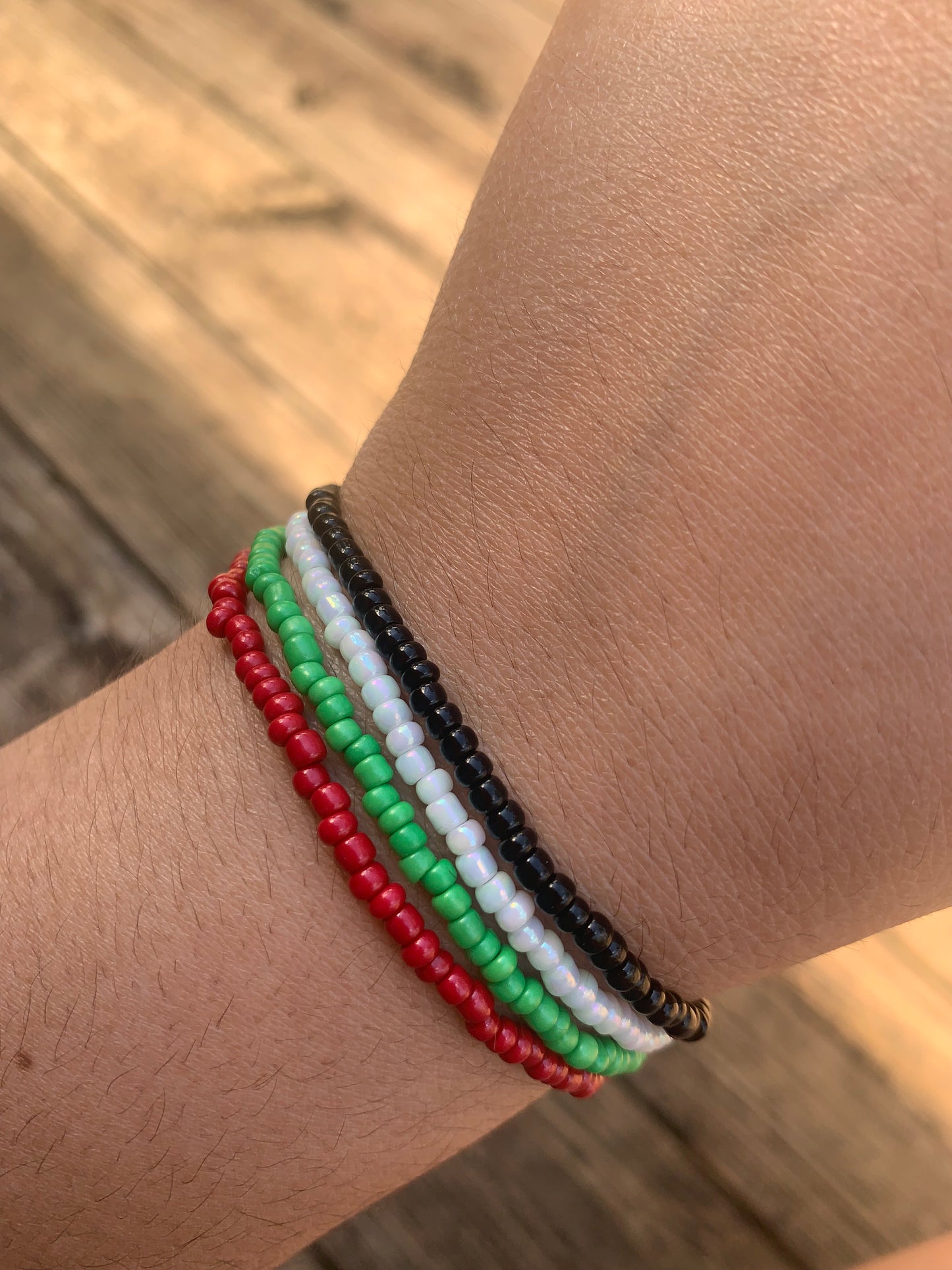 Palestinian Flag Seed Bead Bracelet Set