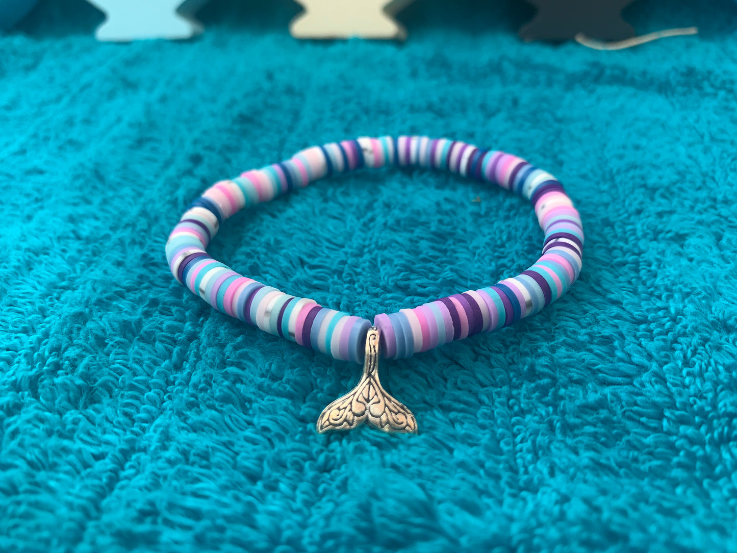 Mermaid Charm Heishi Bead Bracelet