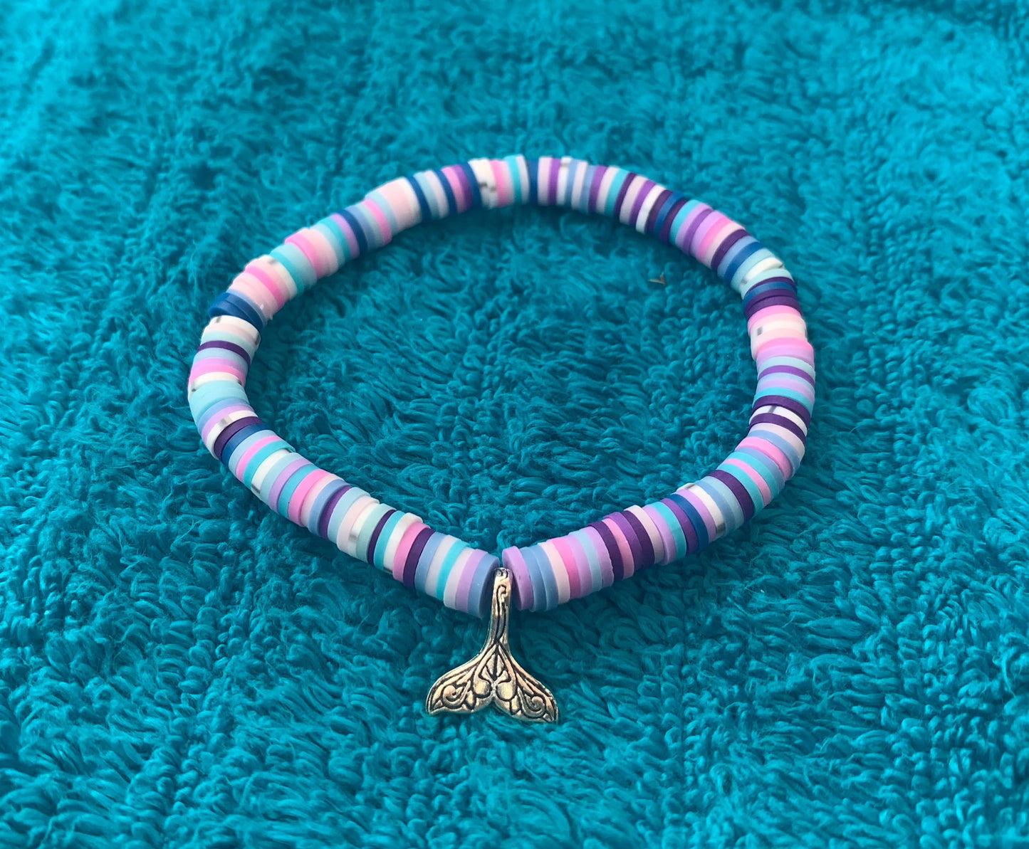 Mermaid Charm Heishi Bead Bracelet