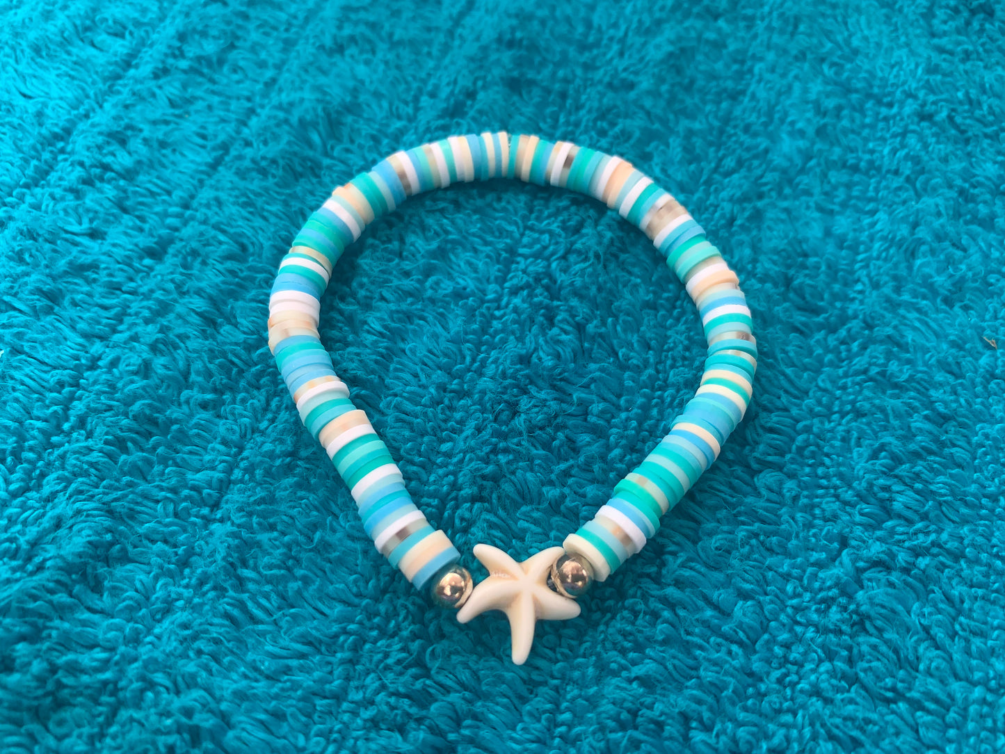 Single Starfish Spacer Heishi Bead Bracelet