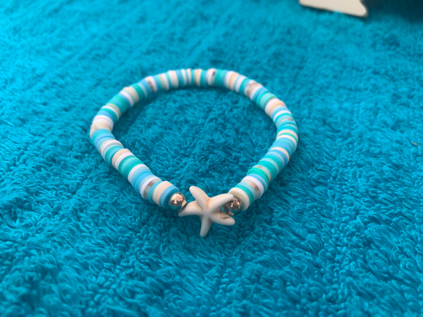 Single Starfish Spacer Heishi Bead Bracelet