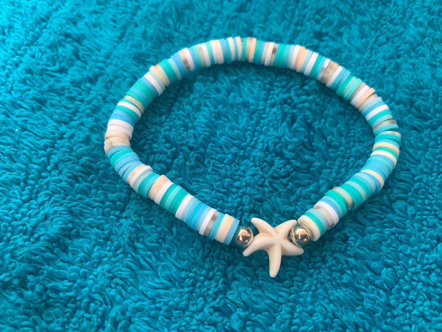 Single Starfish Spacer Heishi Bead Bracelet