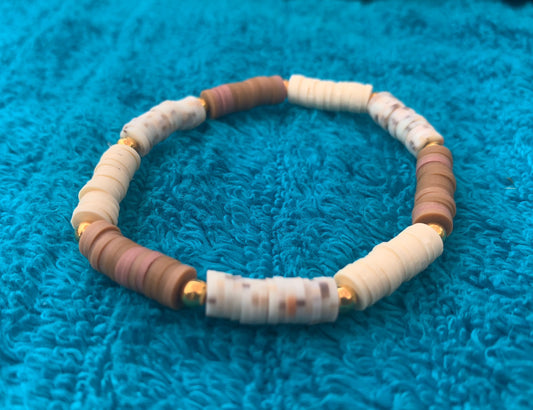 Tri-Color Block Heishi Bead Bracelet