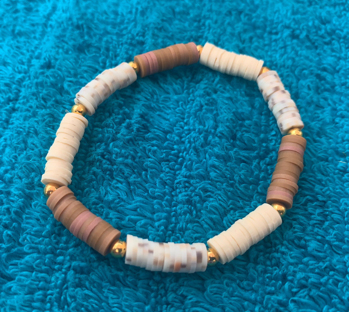 Tri-Color Block Heishi Bead Bracelet