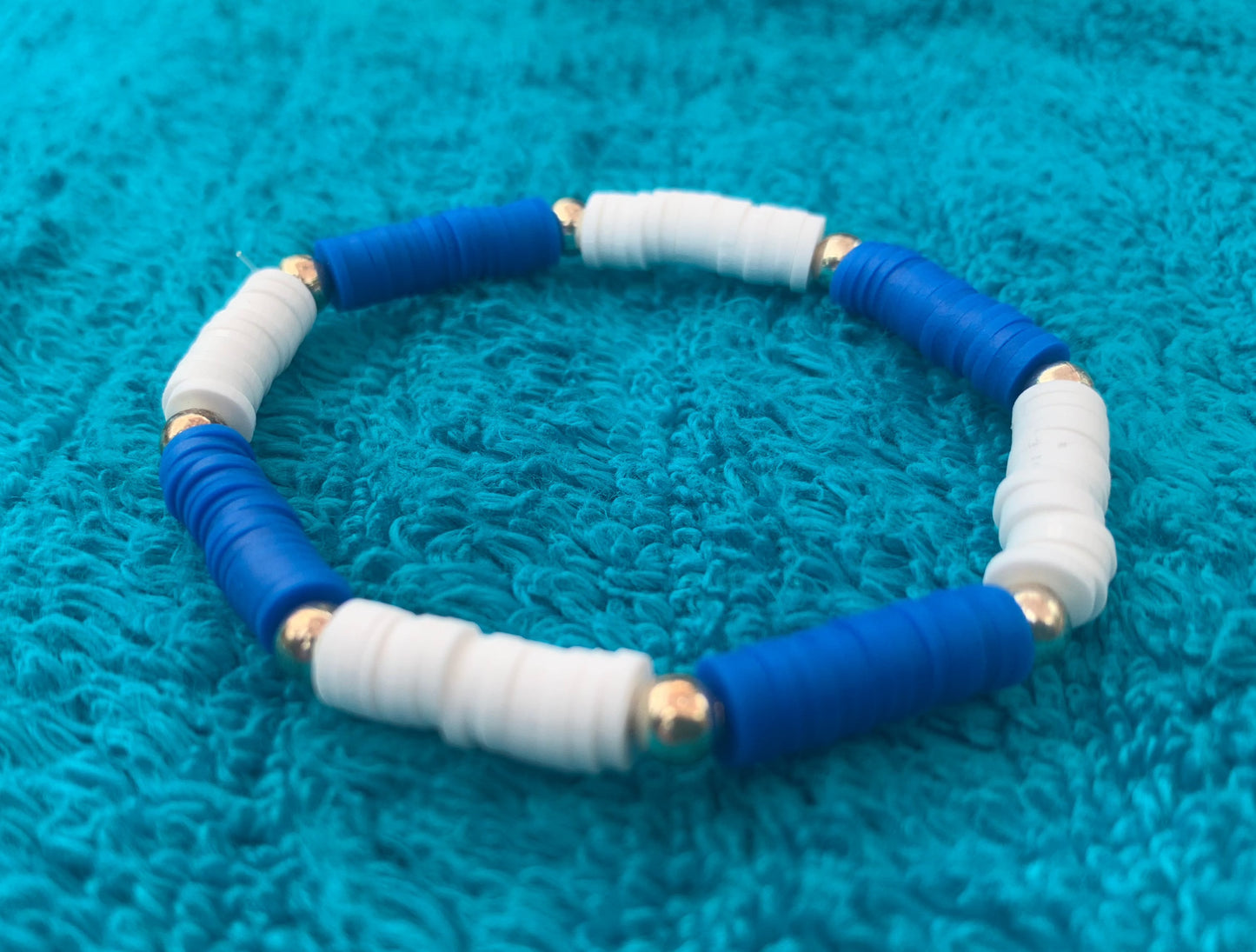 Two-Color Block Heishi Bead Bracelet