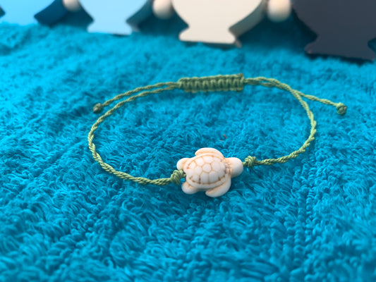 Turtle Charm Wax Cord Bracelet