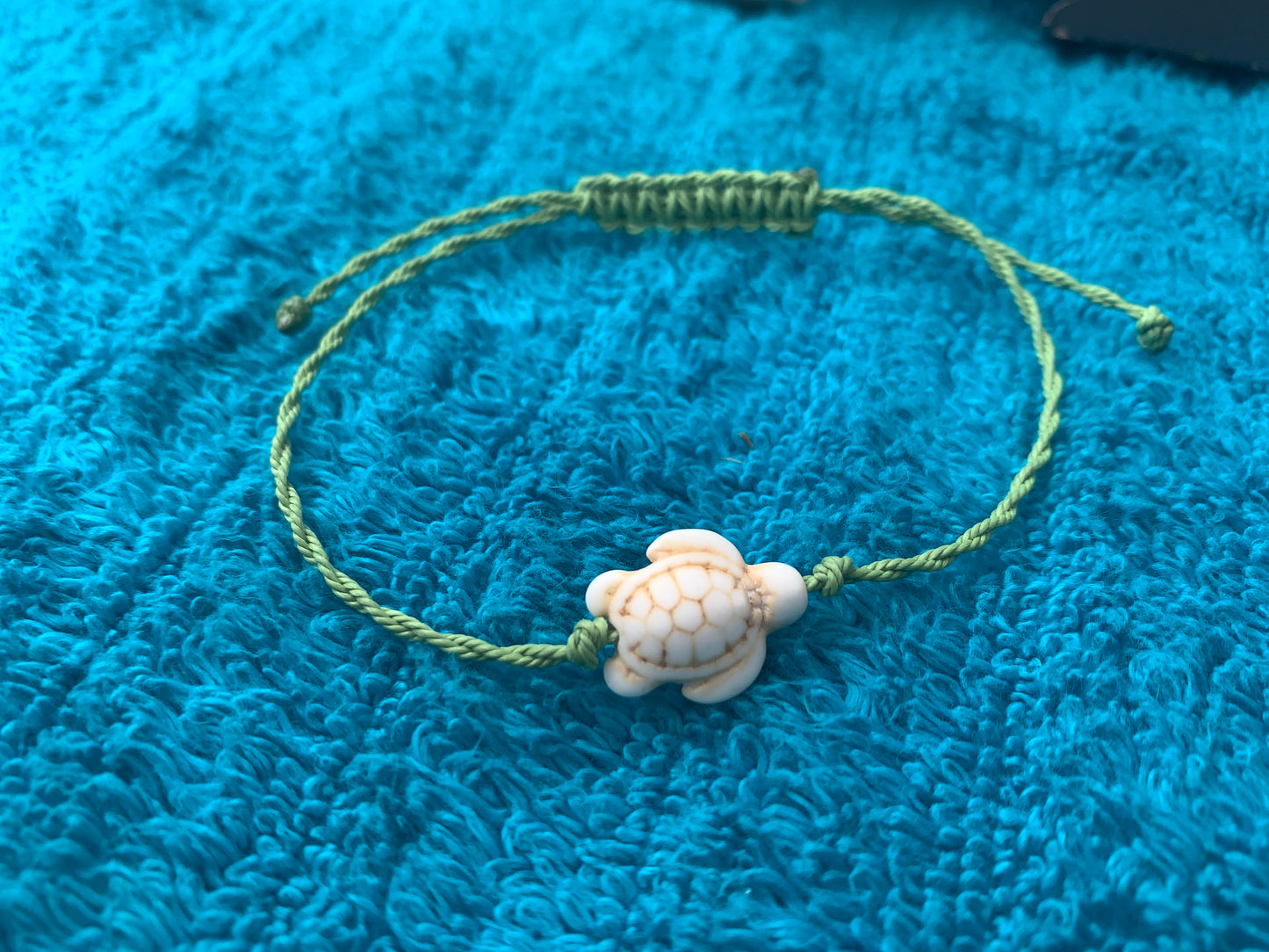 Turtle Charm Wax Cord Bracelet