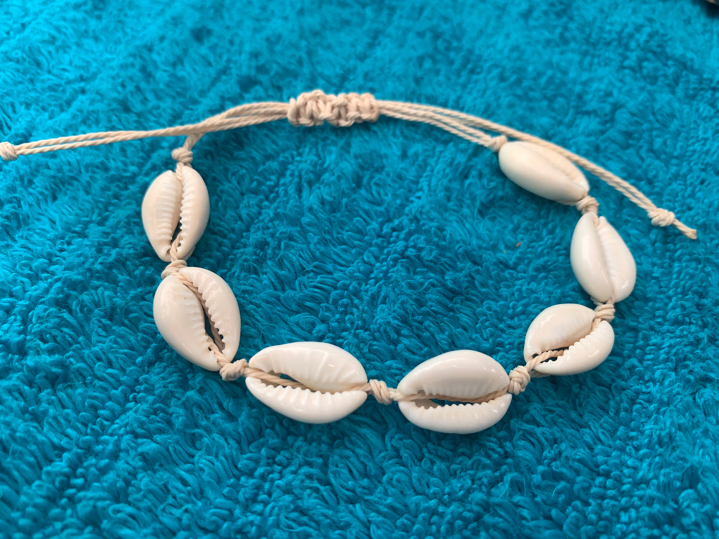 Cowrie Shell Wax Cord Drawstring Bracelet