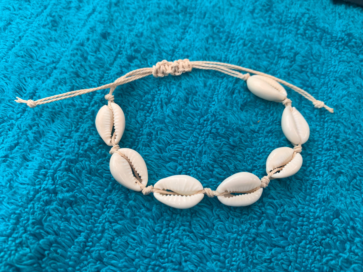 Cowrie Shell Wax Cord Drawstring Bracelet