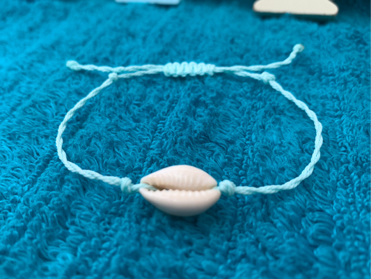 Single Cowrie Shell Wax Cord Bracelet