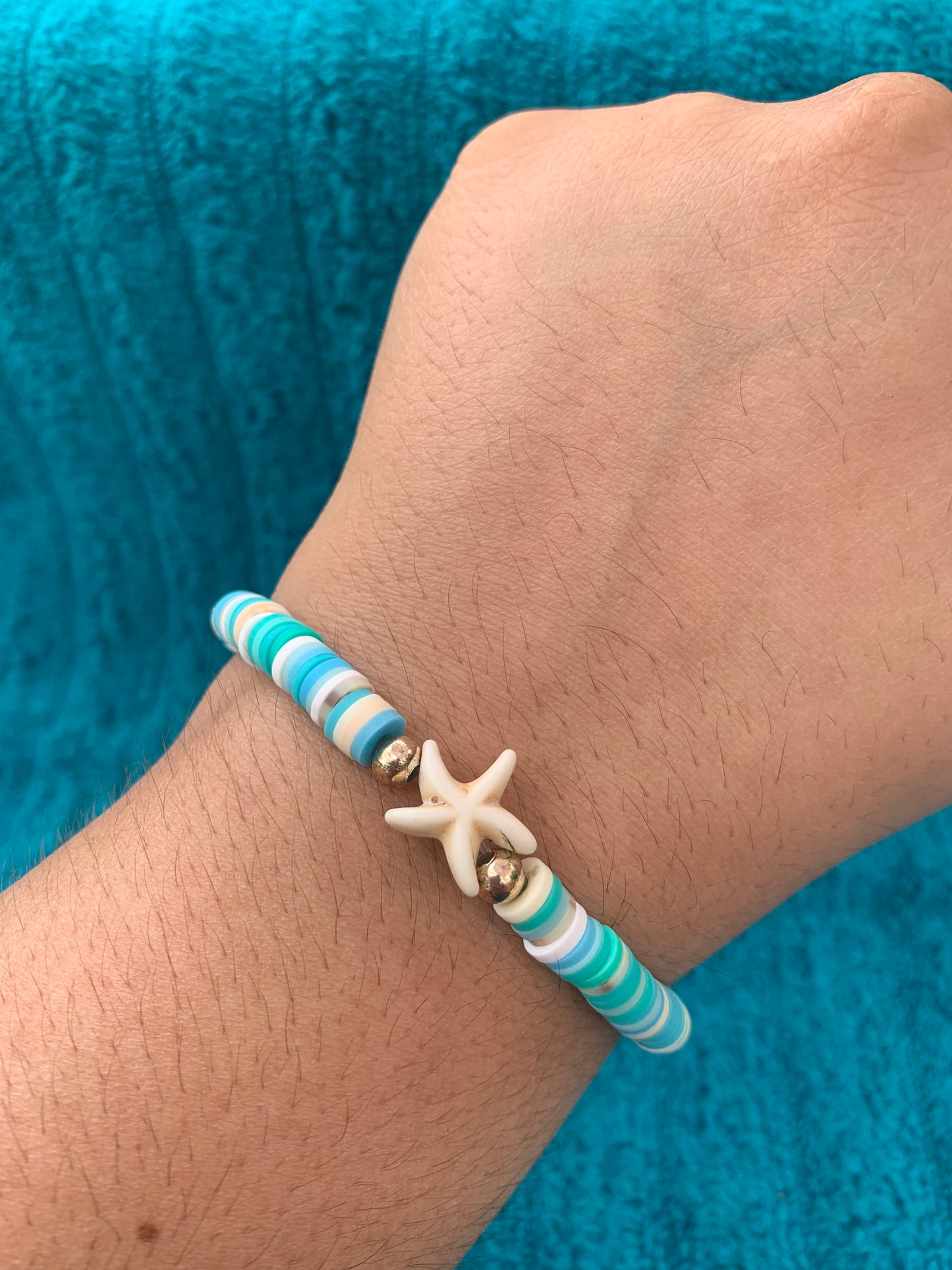 Single Starfish Spacer Heishi Bead Bracelet