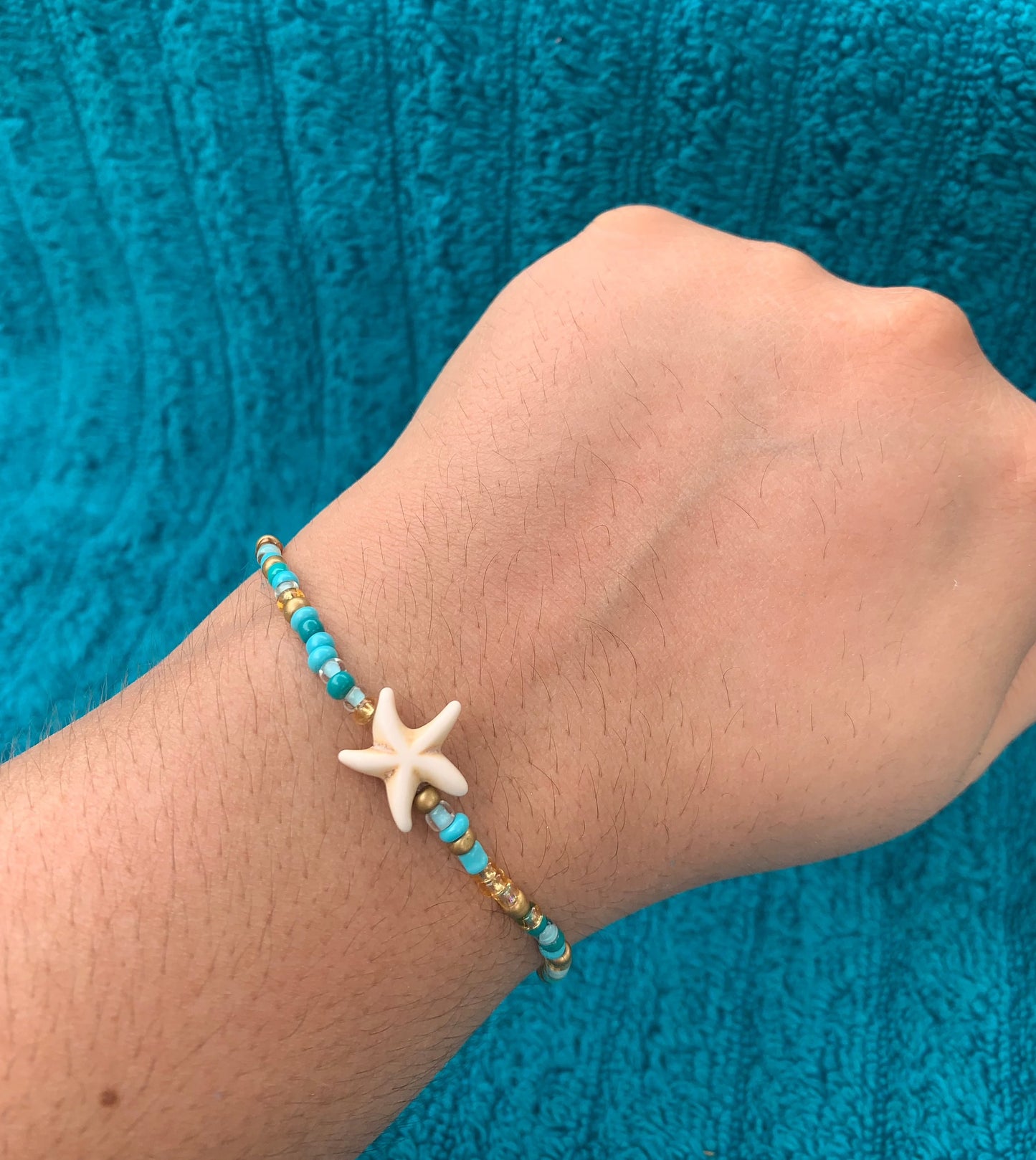 Single Starfish Spacer Seed Bead Bracelet