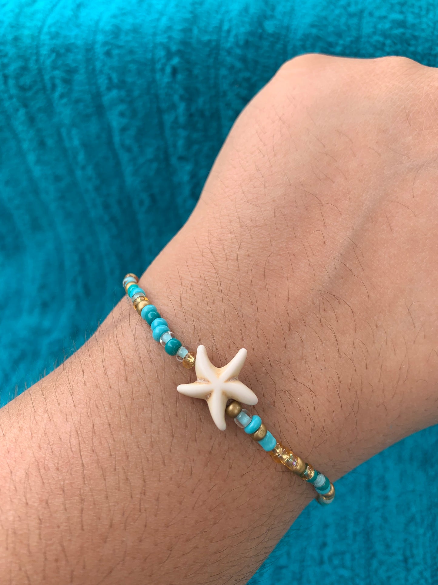 Single Starfish Spacer Seed Bead Bracelet