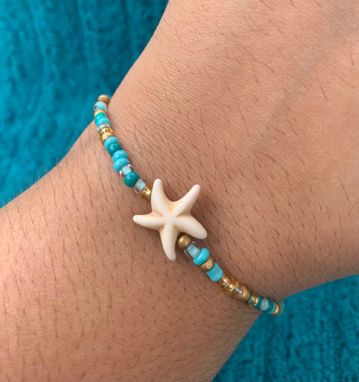 Single Starfish Spacer Seed Bead Bracelet