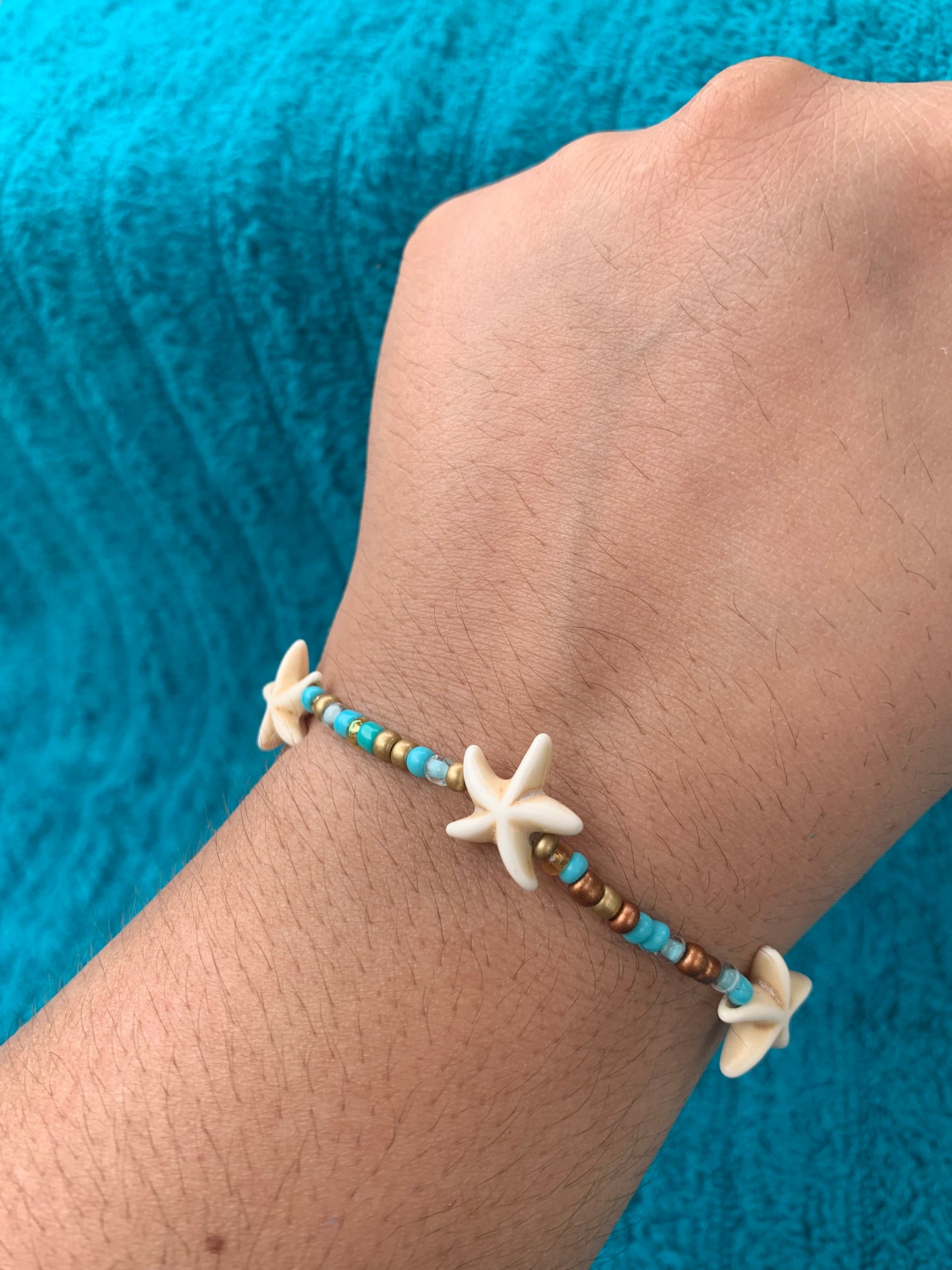 Multi Starfish Spacer Seed Bead Bracelet