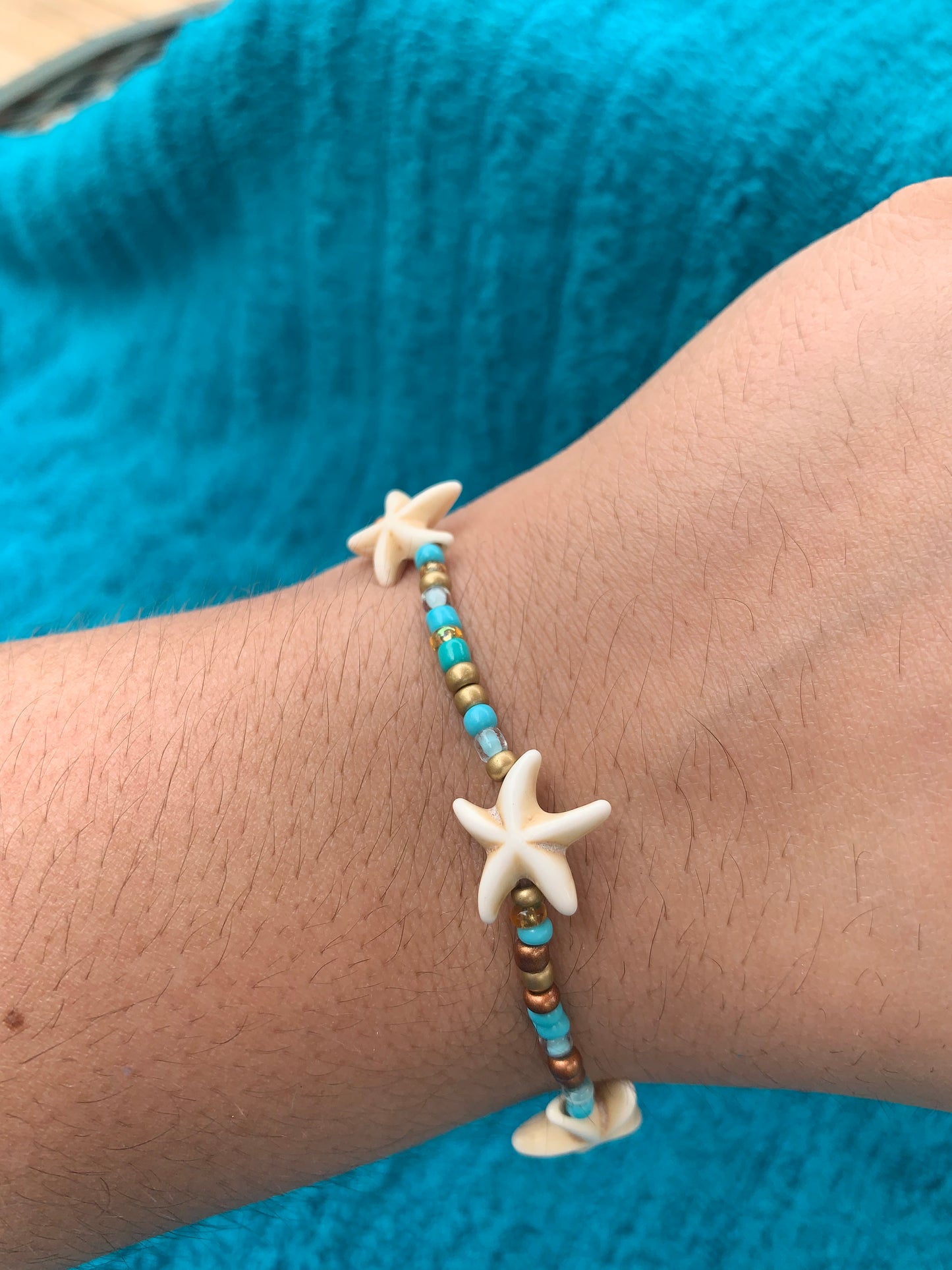 Multi Starfish Spacer Seed Bead Bracelet