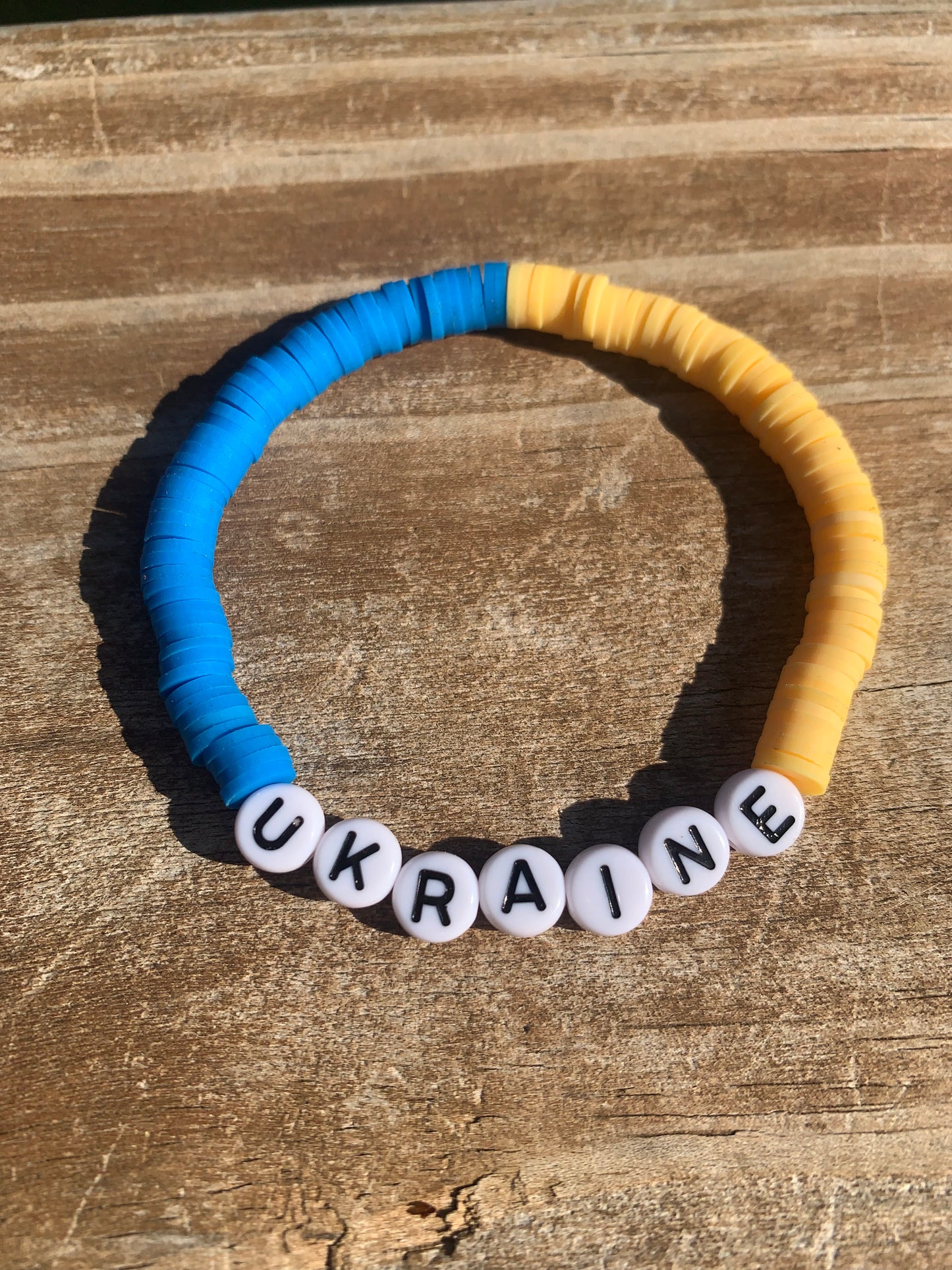 UKRAINE/FREEDOM Heishi Bead Bracelet