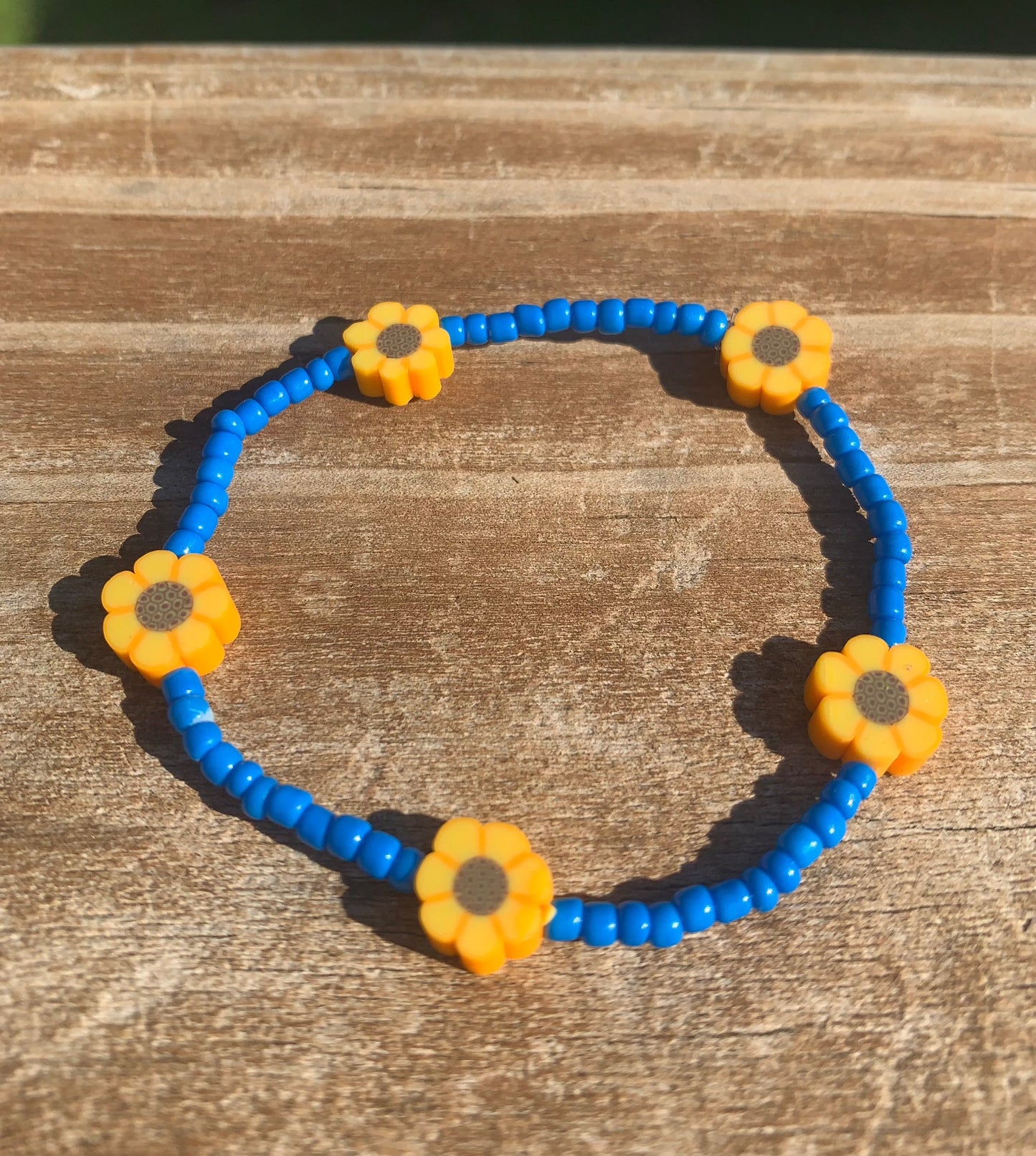 Sunflower Spacer Seed Bead Bracelet