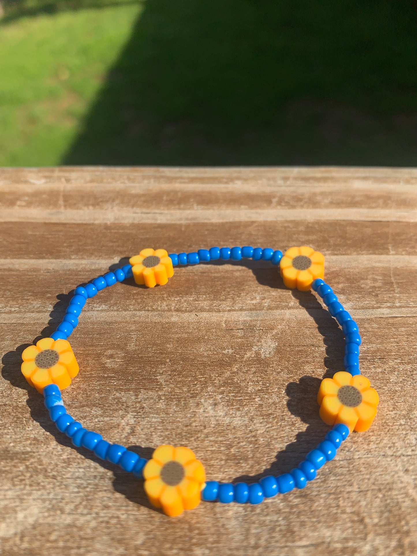 Sunflower Spacer Seed Bead Bracelet