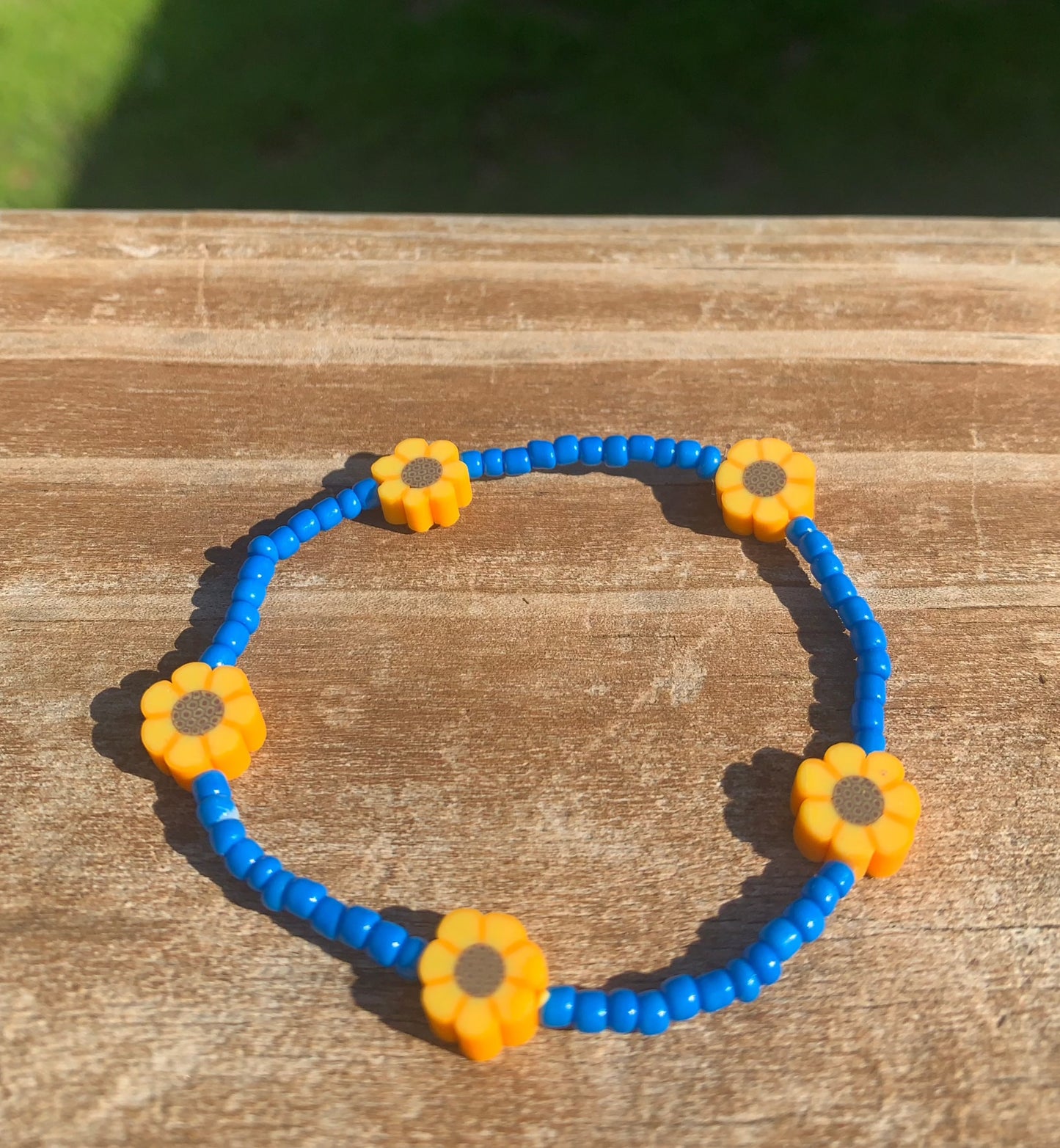 Sunflower Spacer Seed Bead Bracelet