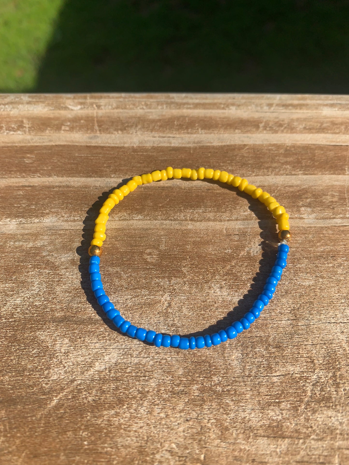 Ukrainian Flag Colors Seed Bead Bracelet