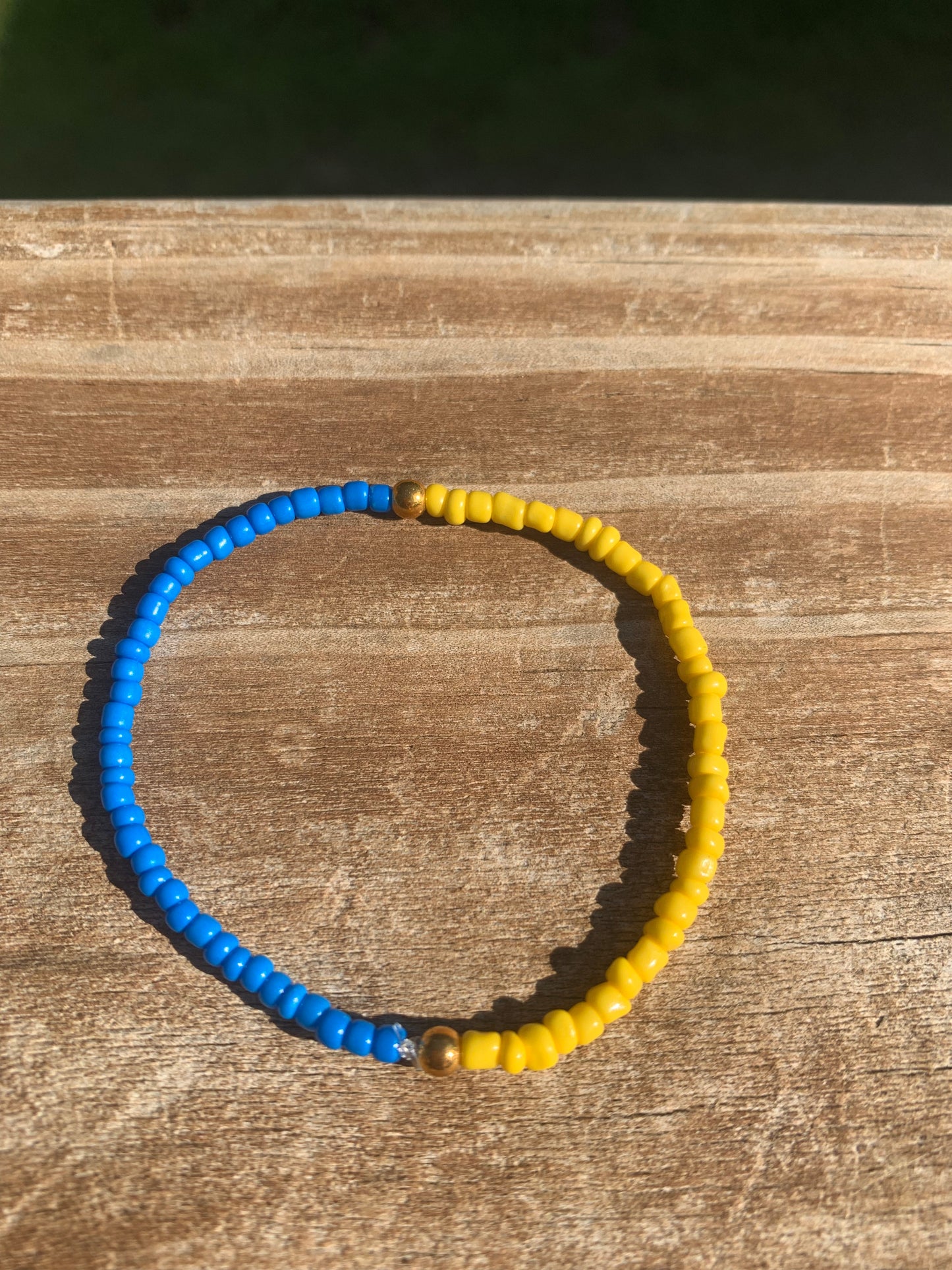 Ukrainian Flag Colors Seed Bead Bracelet