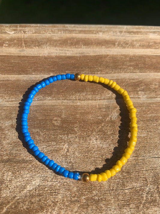 Ukrainian Flag Colors Seed Bead Bracelet