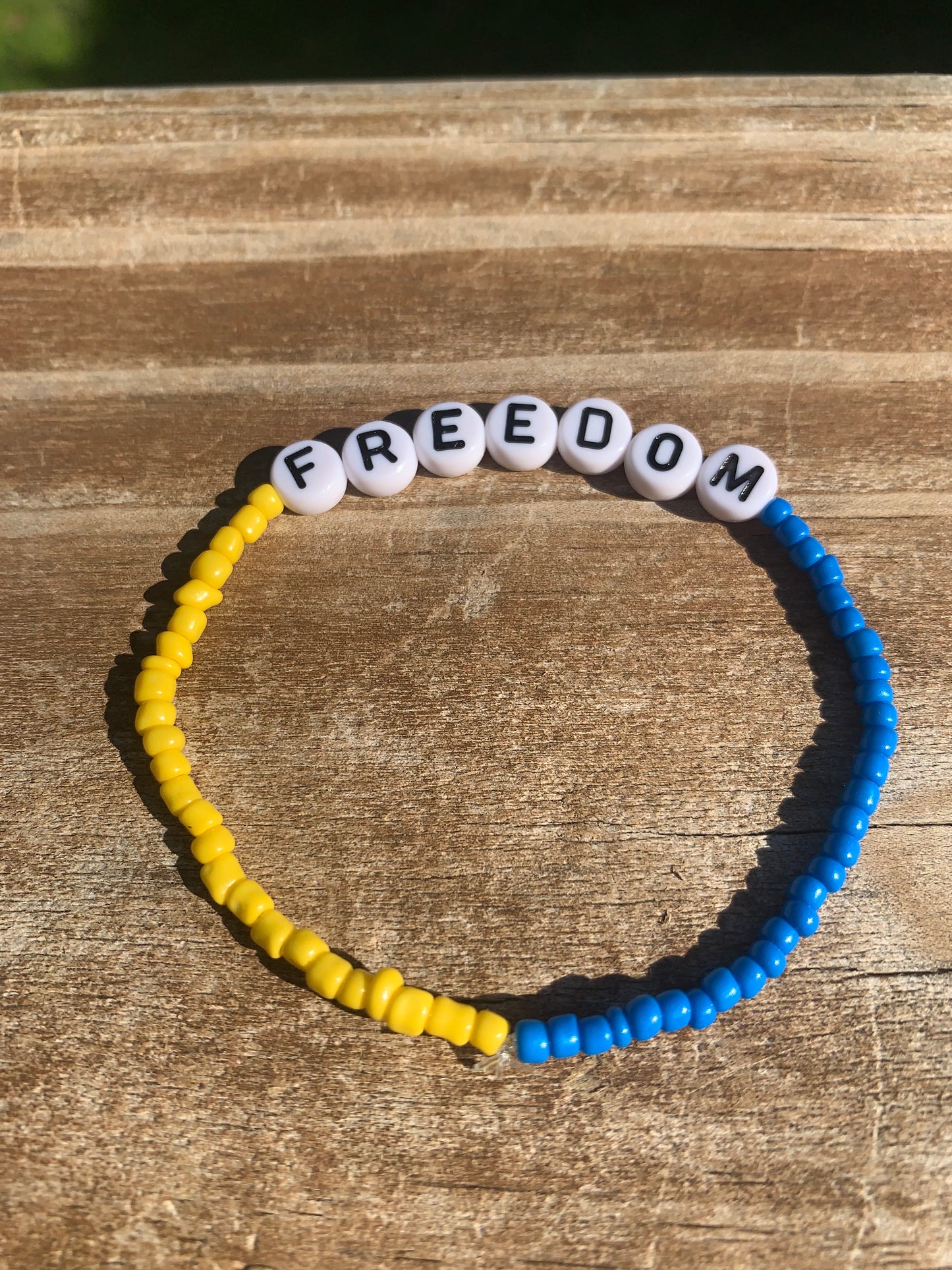 UKRAINE/FREEDOM Seed Bead Bracelet