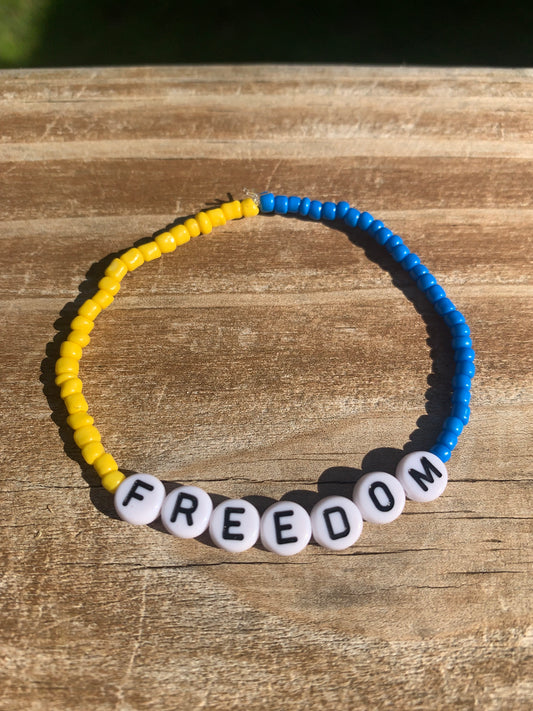 UKRAINE/FREEDOM Seed Bead Bracelet