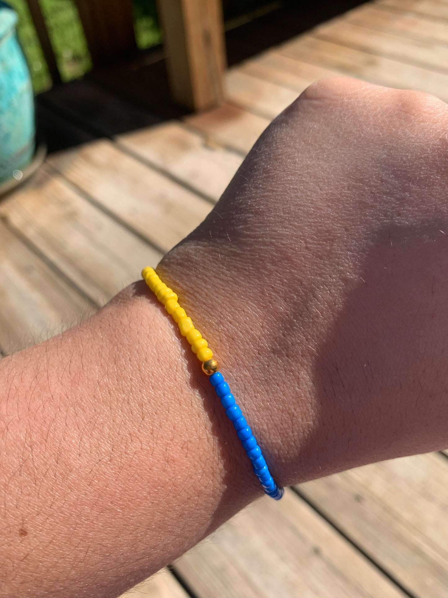 Ukrainian Flag Colors Seed Bead Bracelet