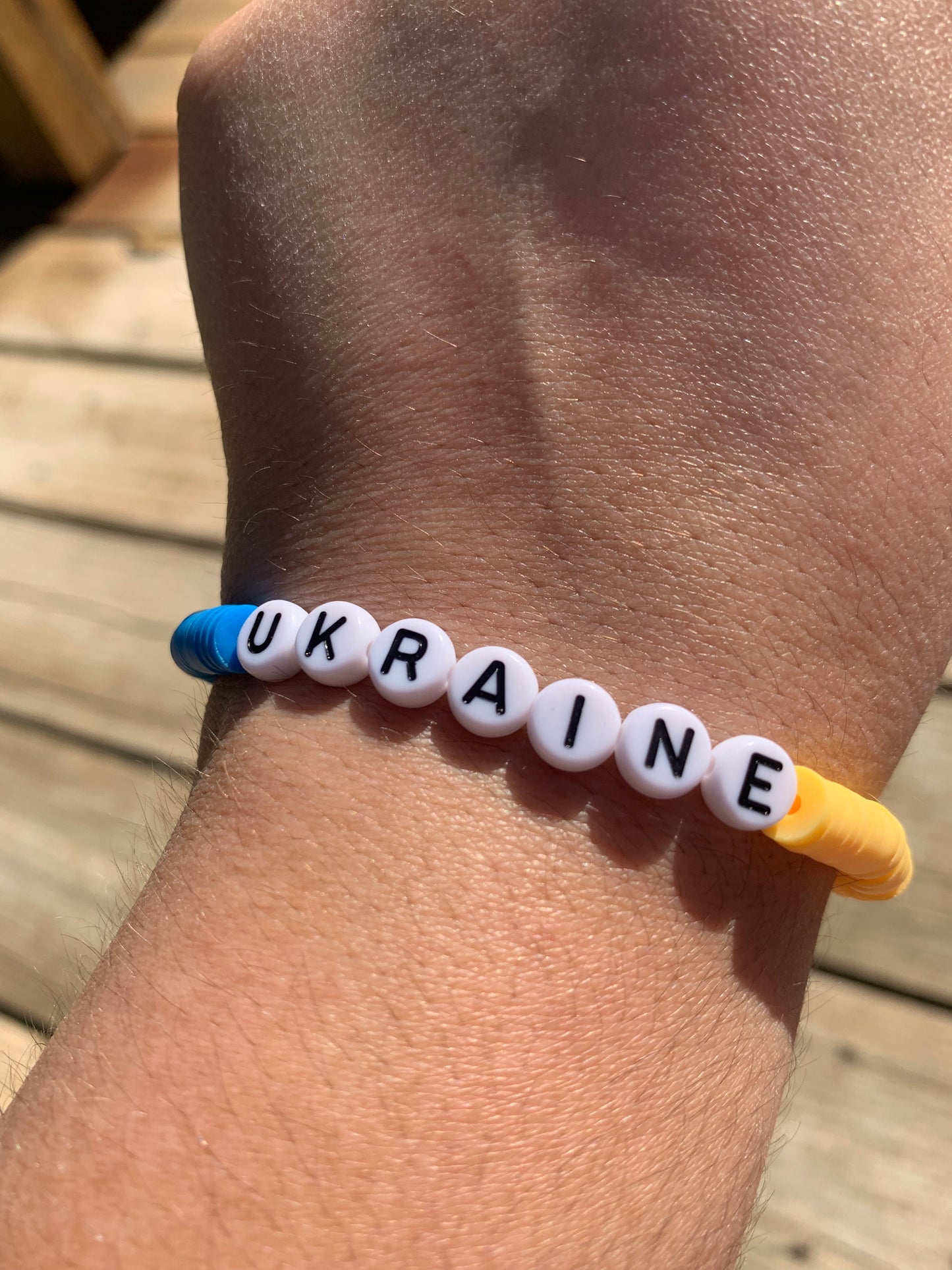 UKRAINE/FREEDOM Heishi Bead Bracelet