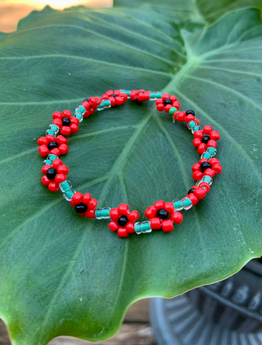 "Poppy" Seed Bead Flower Bracelet