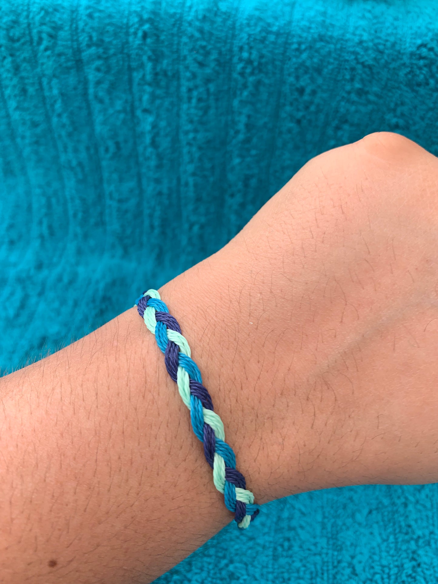 Blue Braided Wax Cord Bracelet