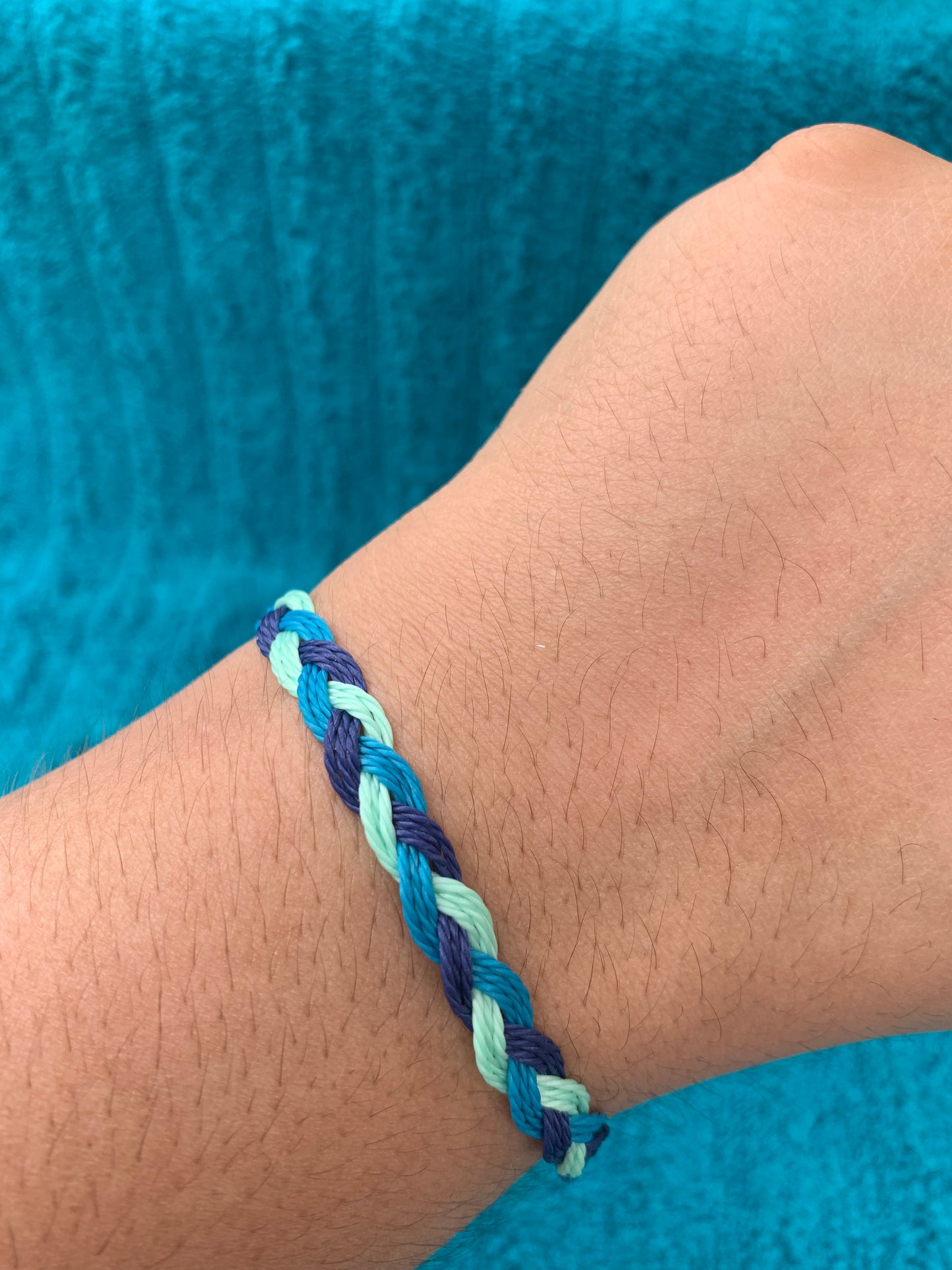 Blue Braided Wax Cord Bracelet