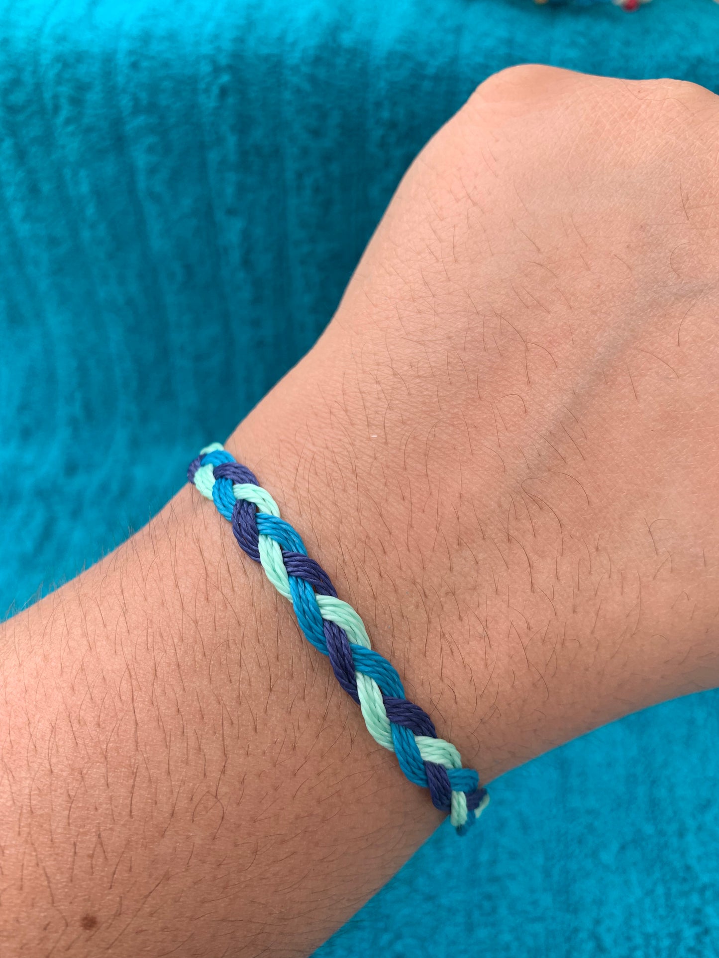 Blue Braided Wax Cord Bracelet